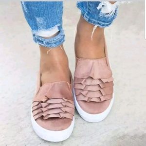 Light Pink suade slip ons